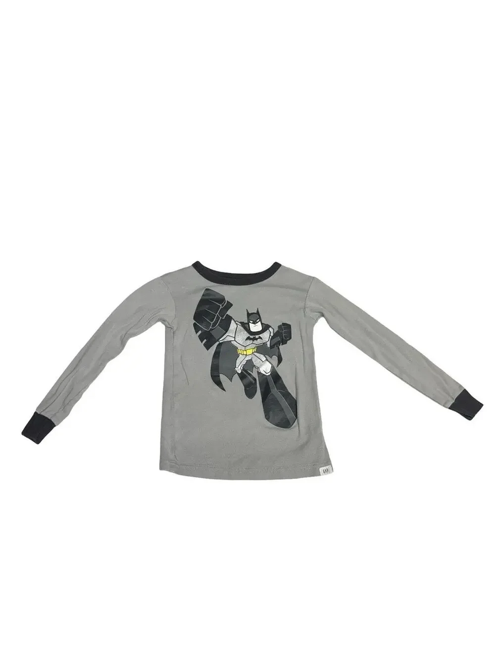 Baby Gap Batman Pajama Top Size 5 Gray Long Sleeve Organic Cotton Shirt